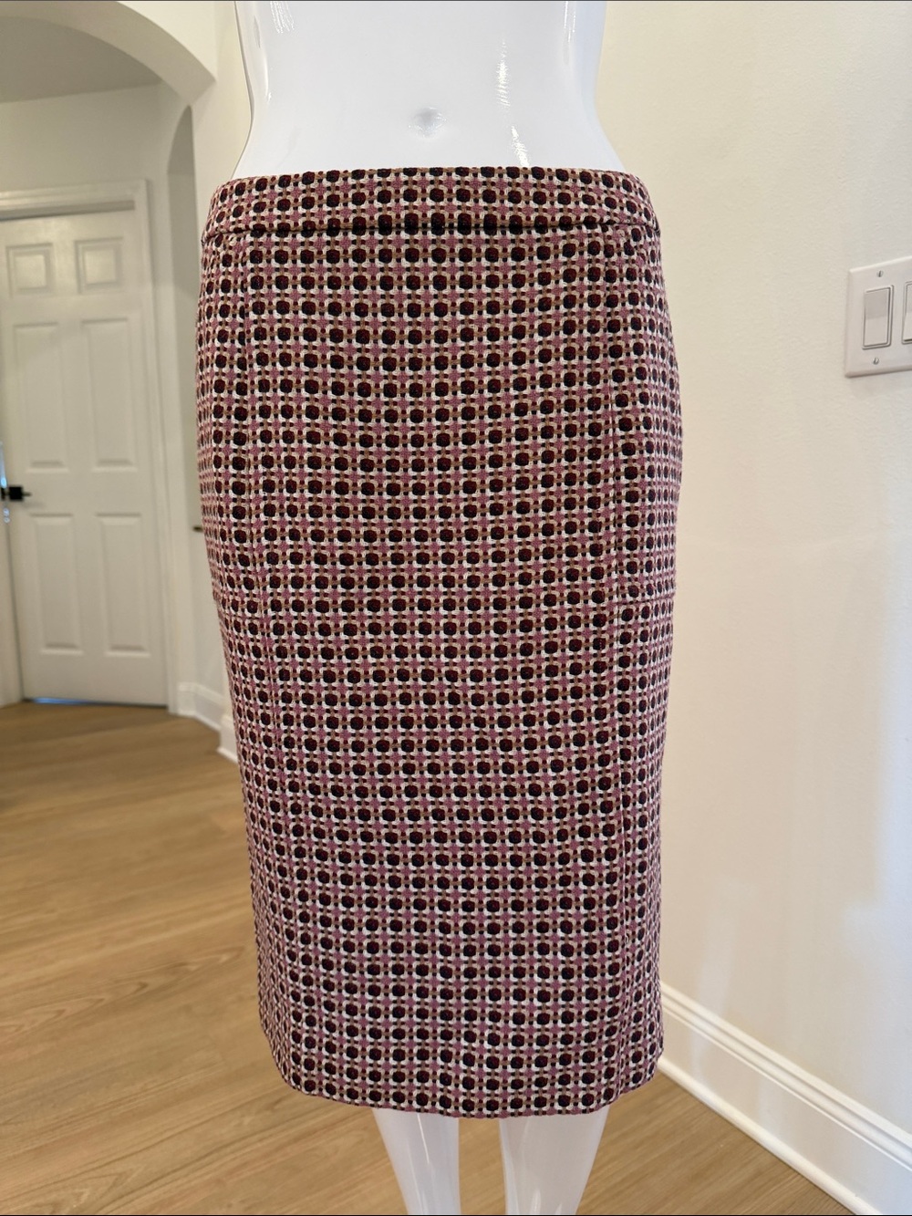 Victoria's Secret Maroon & Cream Geometric Pencil Skirt
